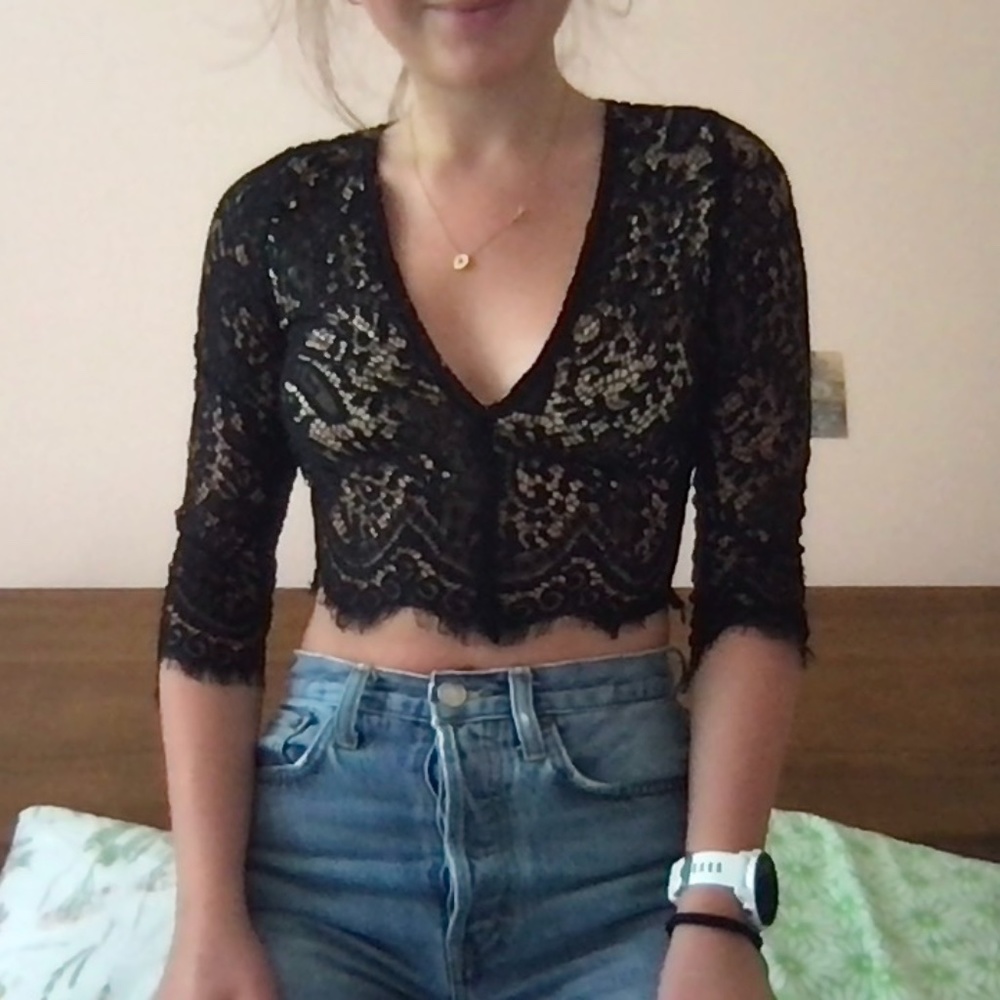lacy black crop top
